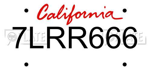 7LRR666 California License Plate