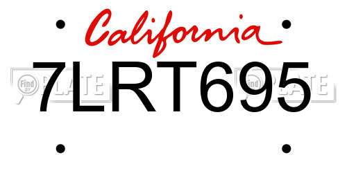 7LRT695 California License Plate