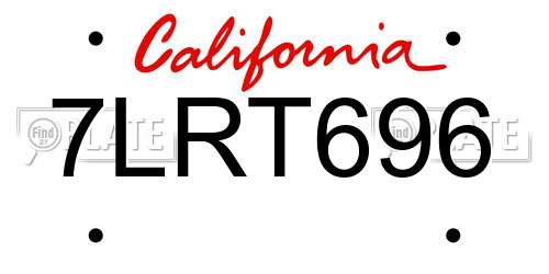 7LRT696 California License Plate
