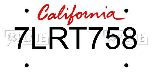 7LRT758 California License Plate