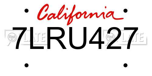 7LRU427 California License Plate