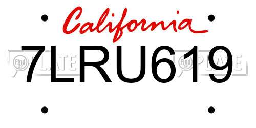 7LRU619 California License Plate