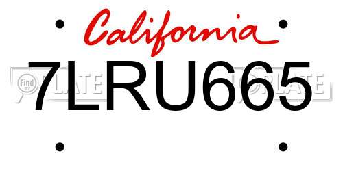 7LRU665 California License Plate