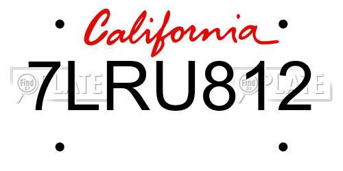 7LRU812 California License Plate