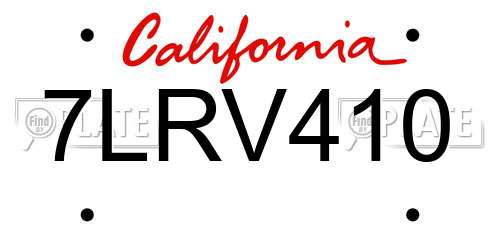 7LRV410 California License Plate