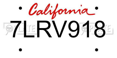 7LRV918 California License Plate