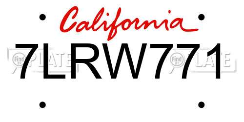 7LRW771 California License Plate