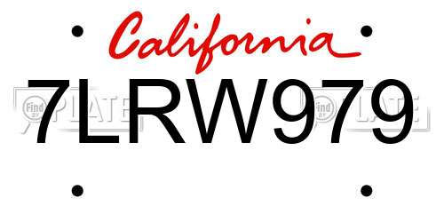 7LRW979 California License Plate