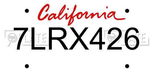 7LRX426 California License Plate