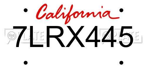 7LRX445 California License Plate