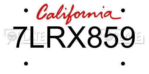 7LRX859 California License Plate