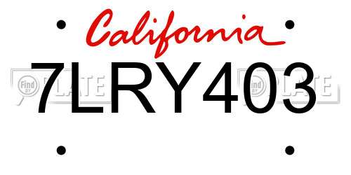 7LRY403 California License Plate