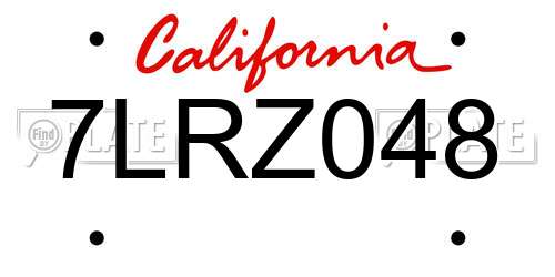 7LRZ048 California License Plate