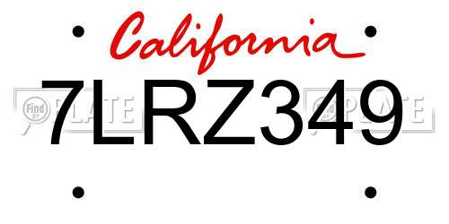 7LRZ349 California License Plate