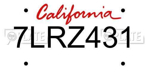7LRZ431 California License Plate