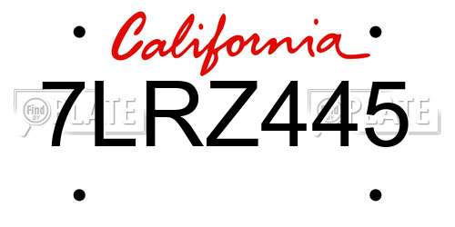 7LRZ445 California License Plate