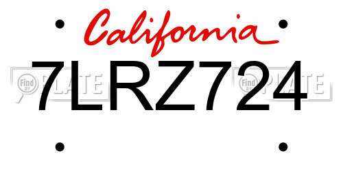 7LRZ724 California License Plate