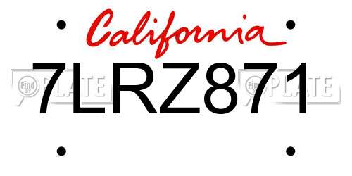 7LRZ871 California License Plate