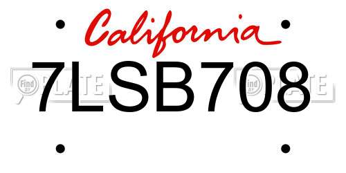 7LSB708 California License Plate