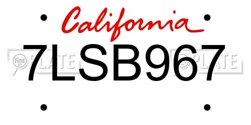 7LSB967 California License Plate