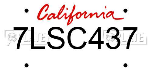 7LSC437 California License Plate