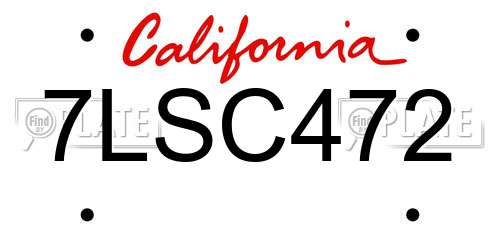 7LSC472 California License Plate