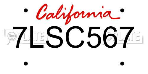 7LSC567 California License Plate