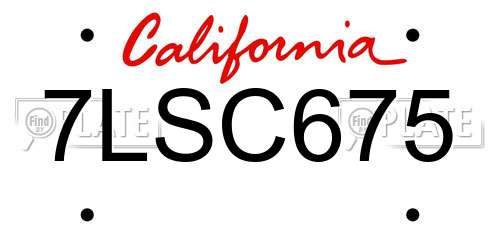 7LSC675 California License Plate