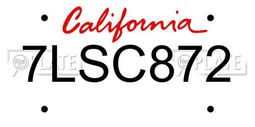 7LSC872 California License Plate