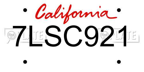 7LSC921 California License Plate