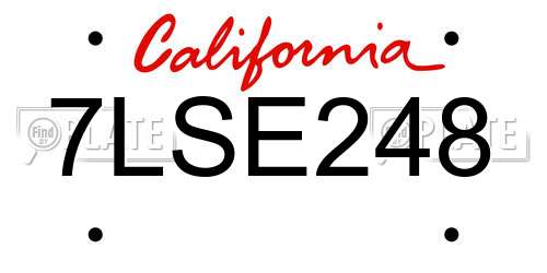 7LSE248 California License Plate