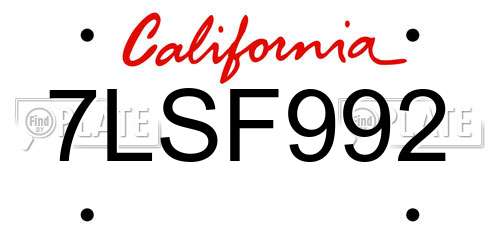 7LSF992 California License Plate