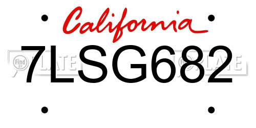 7LSG682 California License Plate