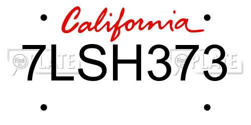 7LSH373 California License Plate