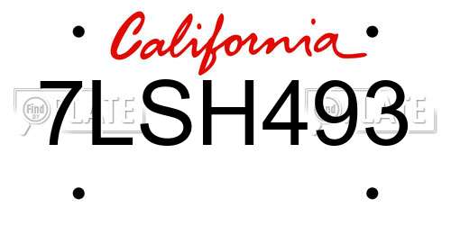7LSH493 California License Plate