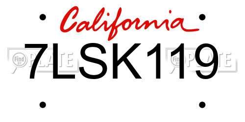 7LSK119 California License Plate