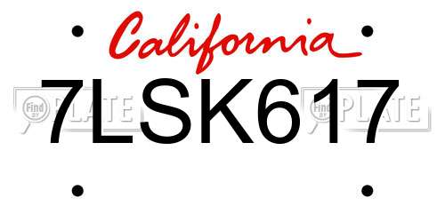 7LSK617 California License Plate