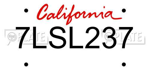 7LSL237 California License Plate