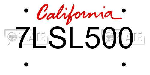 7LSL500 California License Plate