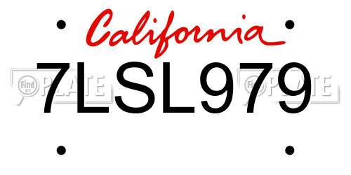 7LSL979 California License Plate