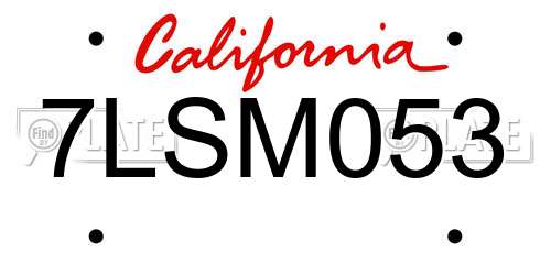 7LSM053 California License Plate