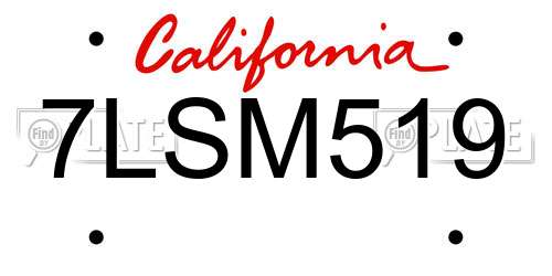 7LSM519 California License Plate