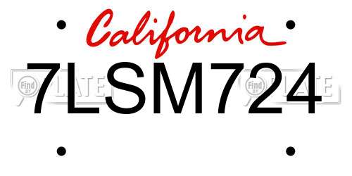 7LSM724 California License Plate