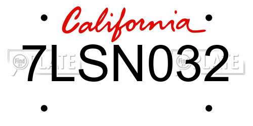7LSN032 California License Plate