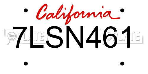7LSN461 California License Plate