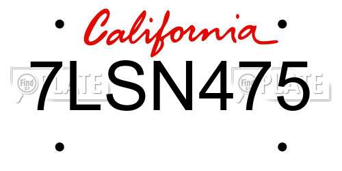 7LSN475 California License Plate