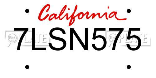 7LSN575 California License Plate