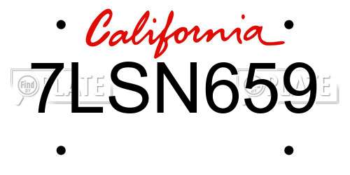 7LSN659 California License Plate