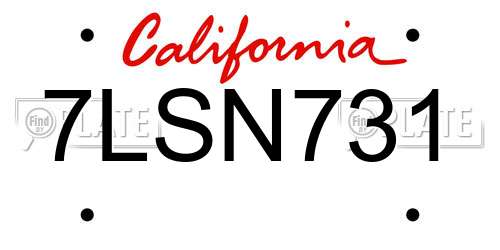 7LSN731 California License Plate