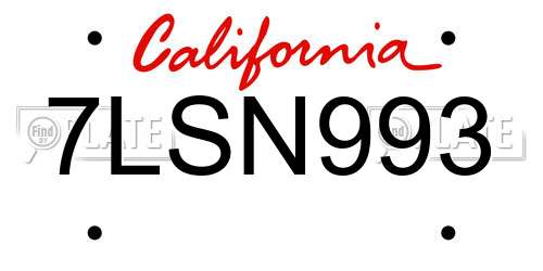 7LSN993 California License Plate